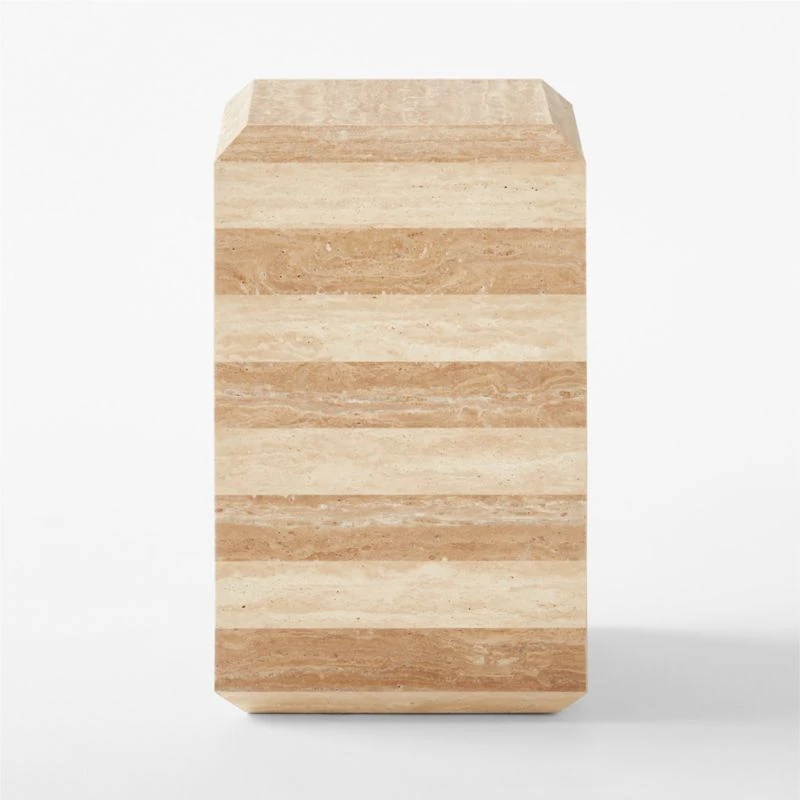 Camada Layered Travertine Outdoor Side Table 5 Camada Layered Travertine Outdoor Side Table - Image 3