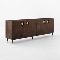 Carbon Brown Burl Wood Media Console -Home Furnishings Store CarbonBnBrlWdMdCredenza3QSSF22