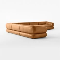 Chale 6-Piece Brown Leather Sectional Sofa -Home Furnishings Store Chale6PcSddlLthrSect3QSSS23