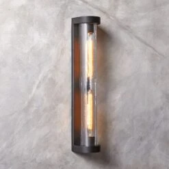 Ciel Textured Glass Double Wall Sconce Light 6 Ciel Textured Glass Double Wall Sconce Light -Home Furnishings Store CielTxtdGlsDblSconceROS23