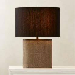 Clair Black Shagreen Table Lamp With Black Shade -Home Furnishings Store ClairBlkShgrnTableLampROS23