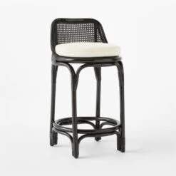 Coba Black Rattan Counter Stool Set Of 2 -Home Furnishings Store CobaCaneCounterStool3QSSF22