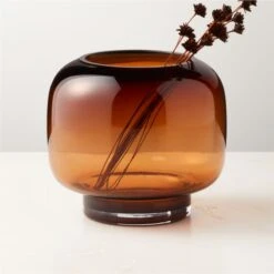 Coco Round Smoked Amber Glass Hurricane Candle Holder Small 15 Coco Round Smoked Amber Glass Hurricane Candle Holder Small -Home Furnishings Store CocoSmkdGlassHrrcnSmAVSHF22