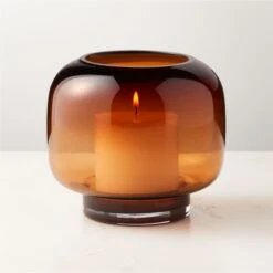 Coco Round Smoked Amber Glass Hurricane Candle Holder Small 14 Coco Round Smoked Amber Glass Hurricane Candle Holder Small -Home Furnishings Store CocoSmkdGlassHrrcnSmROF22