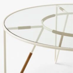 Colombe Round Ivory Metal Outdoor Dining Table With Glass Top -Home Furnishings Store ColombeBlancDiningTableAV2SSS23