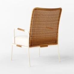 Colombe Ivory Metal And Rattan Outdoor Lounge Chair With Ivory Sunbrella® Cushions -Home Furnishings Store ColombeBlancLoungeChair3QBSSS23