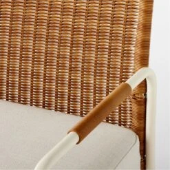 Colombe Ivory Metal And Rattan Outdoor Lounge Chair With Ivory Sunbrella® Cushions -Home Furnishings Store ColombeBlancLoungeChairAVSSS23