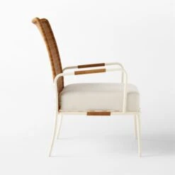 Colombe Ivory Metal And Rattan Outdoor Lounge Chair With Ivory Sunbrella® Cushions -Home Furnishings Store ColombeBlancLoungeChairSDSSS23