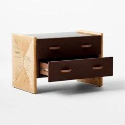 Crillo 2-Drawer Brown Nightstand With Mirror Top -Home Furnishings Store CrilloNatNightstand3QAVSSF21