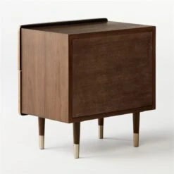 Crimped 2-Drawer Gold Leaf Nightstand -Home Furnishings Store CrimpedGldLeafNightstand3QBF20