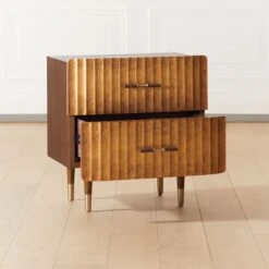 Crimped 2-Drawer Gold Leaf Nightstand -Home Furnishings Store CrimpedGldLeafNightstandAV2SHF20 1x1