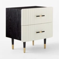 Crimped 2-Drawer Black And White Oak Wood Nightstand 15 Crimped 2-Drawer Black And White Oak Wood Nightstand -Home Furnishings Store CrimpedWhiteNightstand3QSSF21