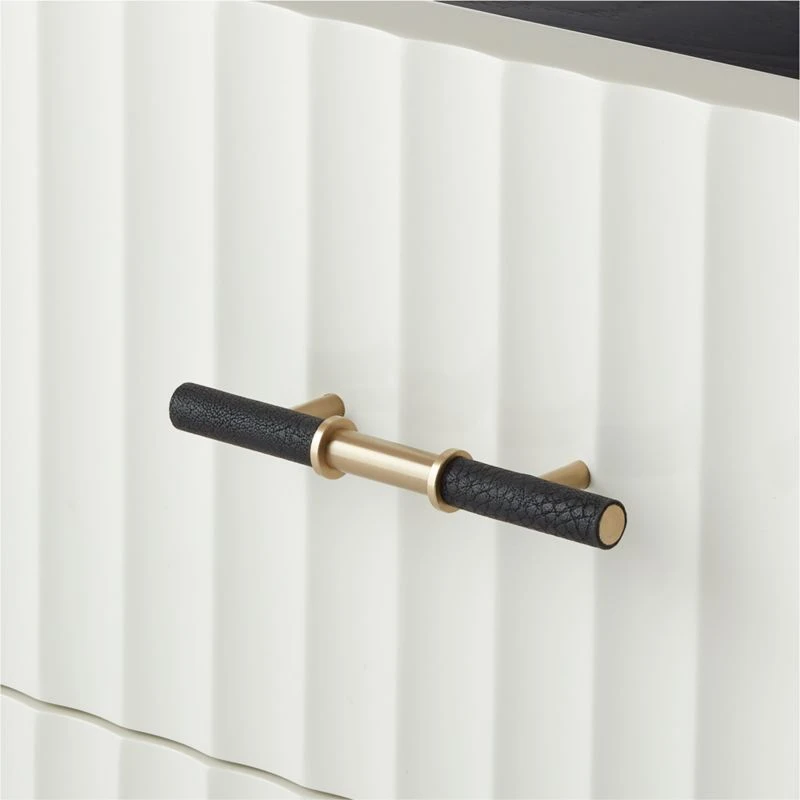 Crimped 2-Drawer Black And White Oak Wood Nightstand 11 Crimped 2-Drawer Black And White Oak Wood Nightstand - Image 9