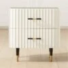 Crimped 2-Drawer Black And White Oak Wood Nightstand -Home Furnishings Store CrimpedWhiteNightstandSHF21