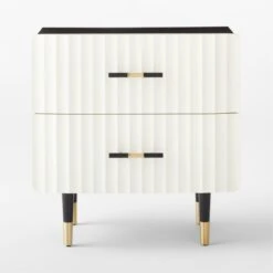 Crimped 2-Drawer Black And White Oak Wood Nightstand 14 Crimped 2-Drawer Black And White Oak Wood Nightstand -Home Furnishings Store CrimpedWhiteNightstandSOSSF21