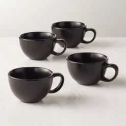 Crisp Matte Black Espresso Cup Set Of 4
