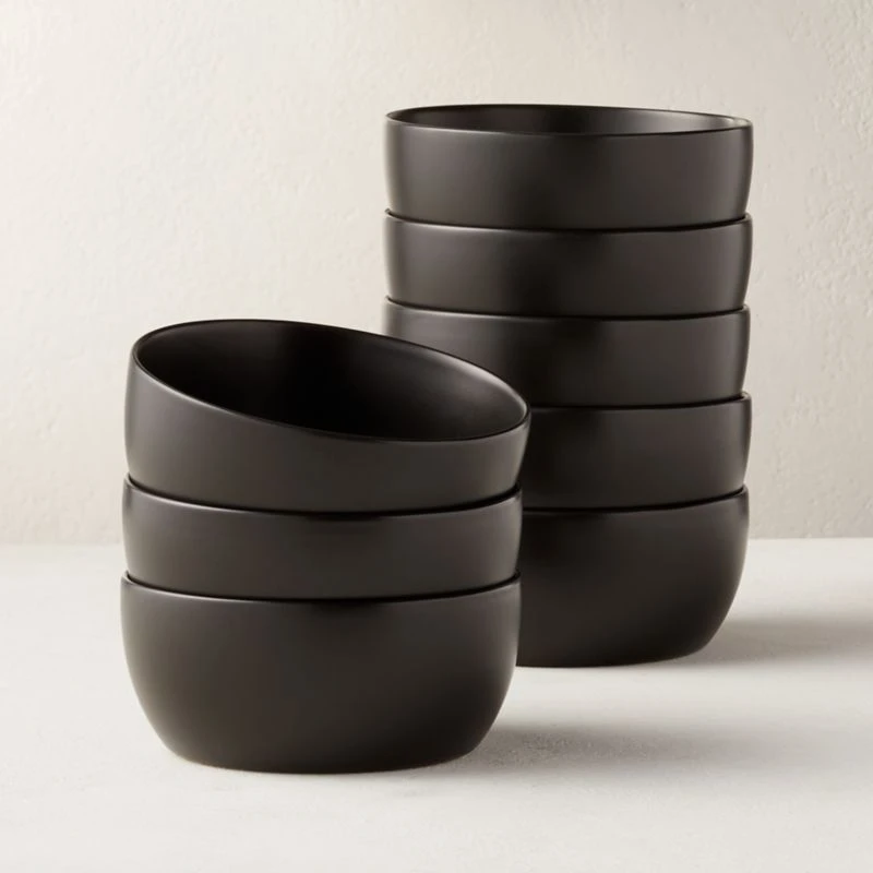 Crisp Matte Black Soup Bowl Set Of 8 3 Crisp Matte Black Soup Bowl Set Of 8