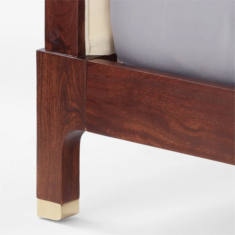 Crosby Tufted White Velvet And Wood Queen Bed 6 Crosby Tufted White Velvet And Wood Queen Bed - Image 4