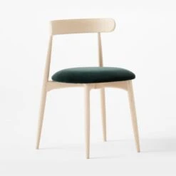 Crown Blue/Green Velvet And Wood Dining Chair -Home Furnishings Store CrownWoodNVelvetChair3QSSF22