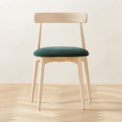 Crown Blue/Green Velvet And Wood Dining Chair