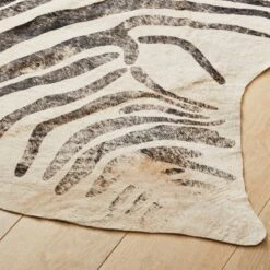 Distressed Faux Zebra Hide Area Rug 5'x8' -Home Furnishings Store DistressedFxZebraHide5X8ROS19