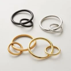 Brushed Brass Curtain Rings Set Of 9 -Home Furnishings Store DraperyRingsGroupFHF21 1