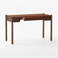 Dreher Brown Leather Desk With Drawer -Home Furnishings Store DreherWoodDesk3QAVSSS22
