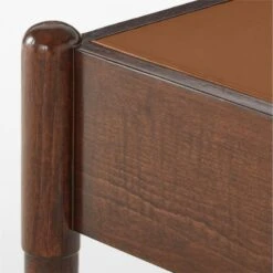 Dreher Brown Leather Desk With Drawer -Home Furnishings Store DreherWoodDeskAVSSS22