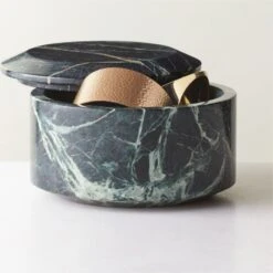 Emil Round Green Spider Marble Box -Home Furnishings Store EmilRndGrnSpiderMrblBoxAVSHF22