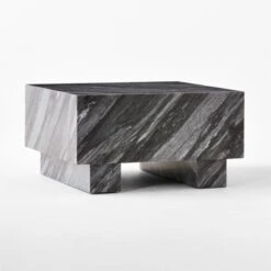 Enyo Square Grey Marble Side Table -Home Furnishings Store EnyoGryMblSideTable3QSSS23