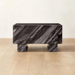 Enyo Square Grey Marble Side Table
