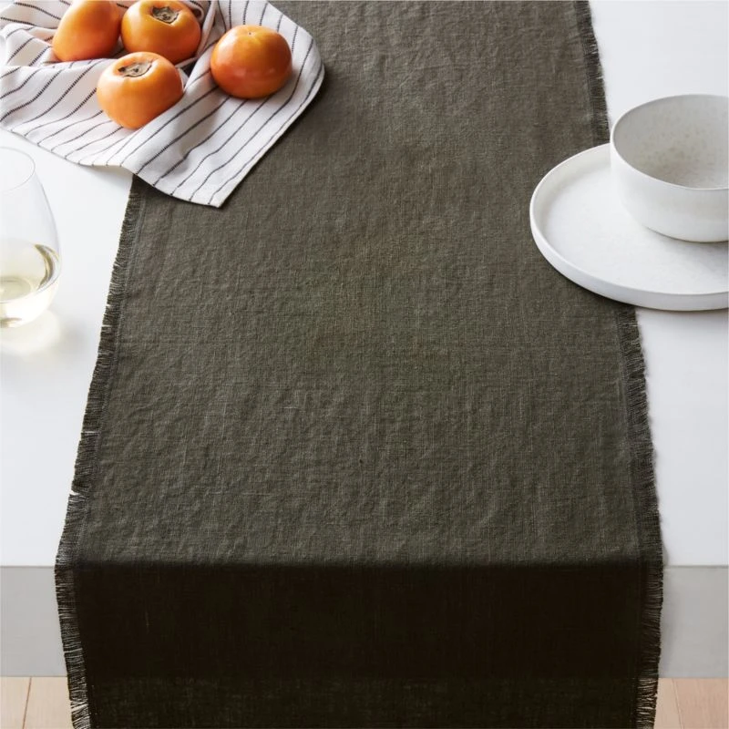 Eria Linen Moss Green Table Runner 14"x90" 3 Eria Linen Moss Green Table Runner 14"x90"