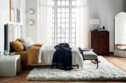 Horseshoe Ivory Lacquered Linen Side Table -Home Furnishings Store FacadeTallGreyHeadboardQueenJL19