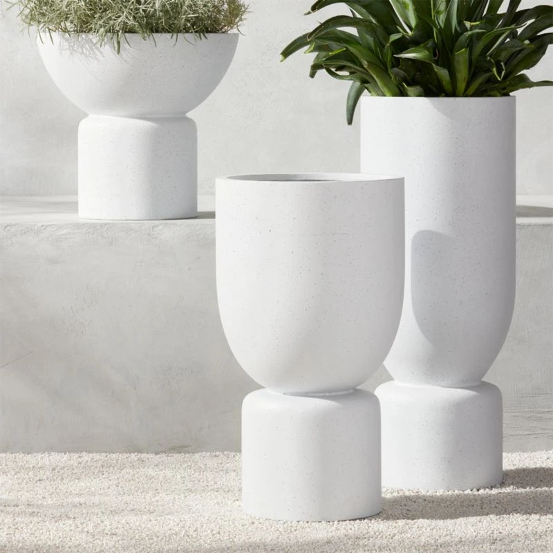 Flatform White Cement Indoor/Outdoor Planter Set Of 3 3 Flatform White Cement Indoor/Outdoor Planter Set Of 3