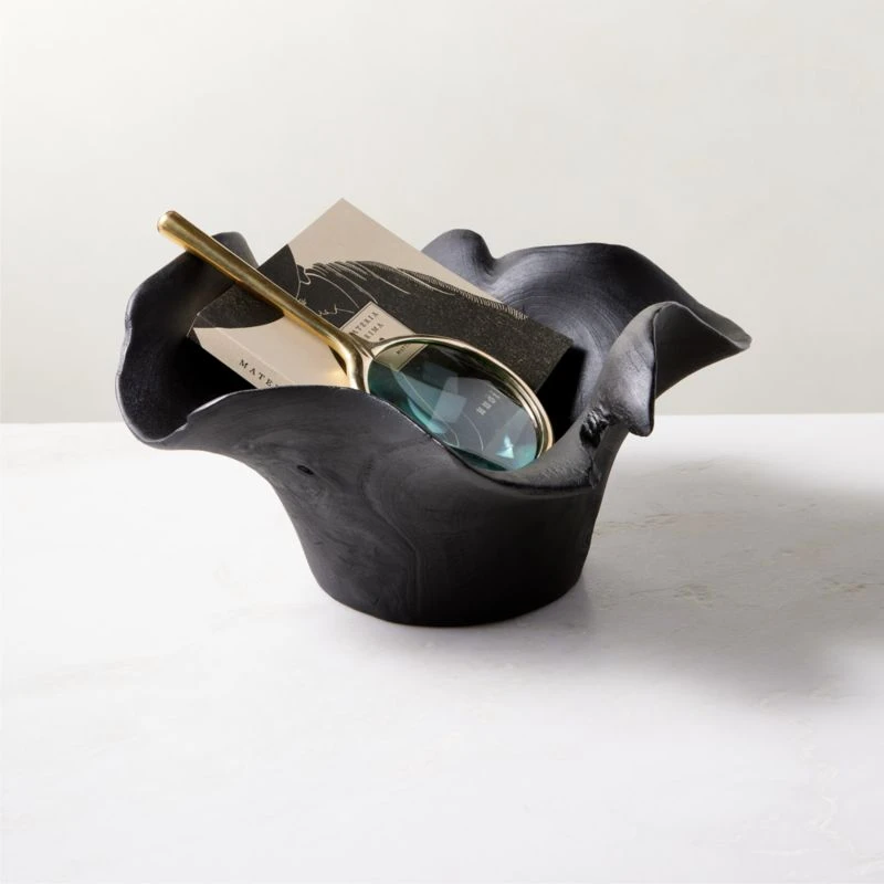 Flounce Black Teak Decorative Bowl 4 Flounce Black Teak Decorative Bowl - Image 2