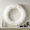 Fluffy White Feather Wreath 36''
