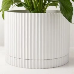 Fold White Cement Indoor Planter With Tray XL -Home Furnishings Store FoldWtXLCmntPlanterWTrayROF22