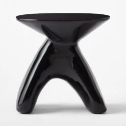 Forcella High-Gloss Black Cement Side Table -Home Furnishings Store ForcellaBlkHiGlsSdTableSOSSS22