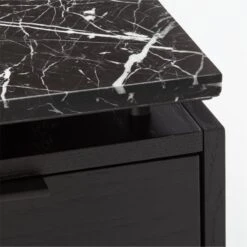 Fullerton 3-Drawer Black Metal And Oak Wood Desk With Black Marble Top -Home Furnishings Store FullertonModBkDkW2BkDrwAVF20