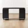 Fullerton 6-Drawer Black Oak Wood Desk With Black Marble Top -Home Furnishings Store FullertonModBkDkW2BkDrwSHF20 1x1