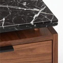 Fullerton 3-Drawer Metal And Walnut Wood Desk With Black Marble Top -Home Furnishings Store FullertonModBkDkWWlDrNLgAVF20