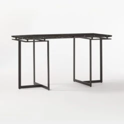 Fullerton Black Metal Desk With Black Marble Top 12 Fullerton Black Metal Desk With Black Marble Top -Home Furnishings Store FullertonModBkDskWTwoLegs3QBF20