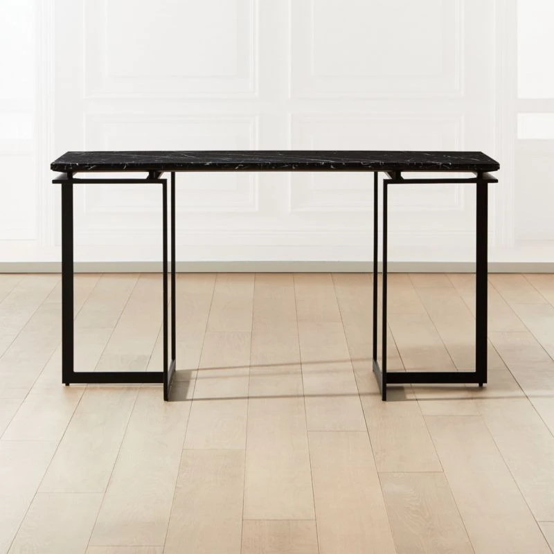 Fullerton Black Metal Desk With Black Marble Top 3 Fullerton Black Metal Desk With Black Marble Top
