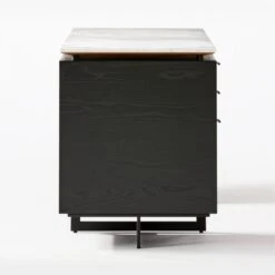 Fullerton 3-Drawer Black Metal And Oak Wood With White Marble Top -Home Furnishings Store FullertonModWtDkW2BkDrwSDF20 1