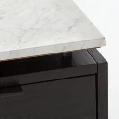 Fullerton 3-Drawer Black Metal And Oak Wood With White Marble Top -Home Furnishings Store FullertonModWtDkWBkDrNLgAVF20 1