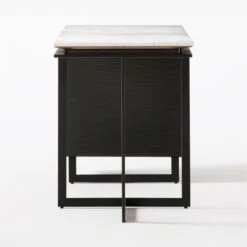 Fullerton 3-Drawer Black Metal And Oak Wood With White Marble Top -Home Furnishings Store FullertonModWtDkWBkDrNLgSDF20