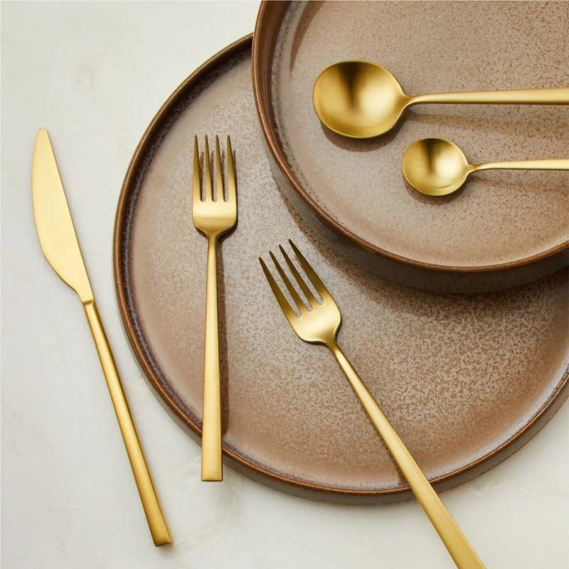 Galileo 5-Piece Brushed Gold Flatware Set 4 Galileo 5-Piece Brushed Gold Flatware Set - Image 2