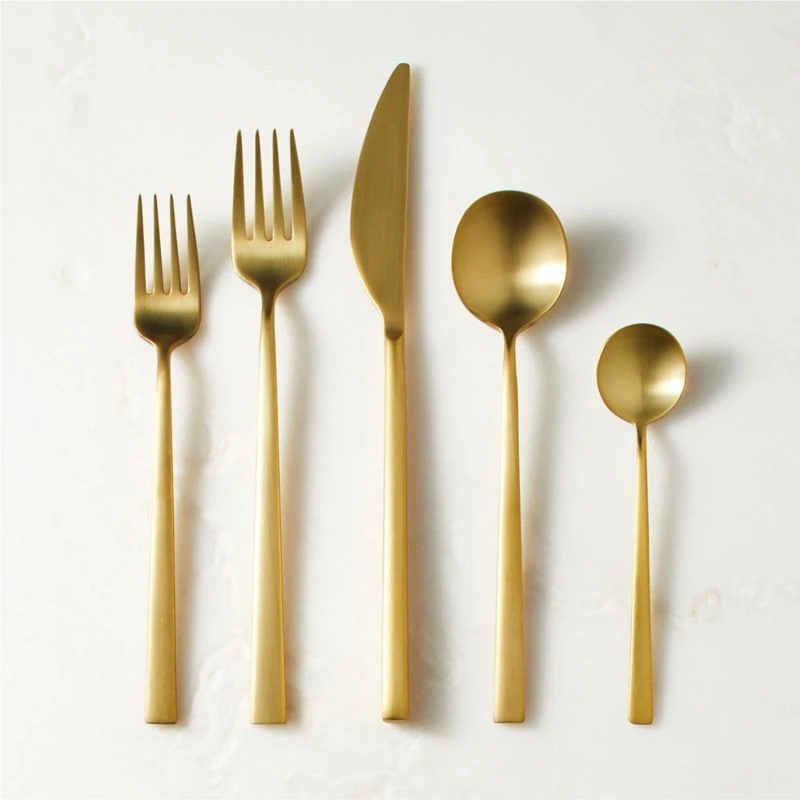 Galileo 5-Piece Brushed Gold Flatware Set 3 Galileo 5-Piece Brushed Gold Flatware Set