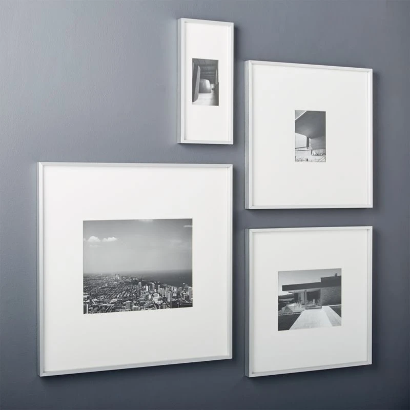 Gallery Brushed Silver Picture Frame With White Mat 11"x14" 4 Gallery Brushed Silver Picture Frame With White Mat 11"x14" - Image 2