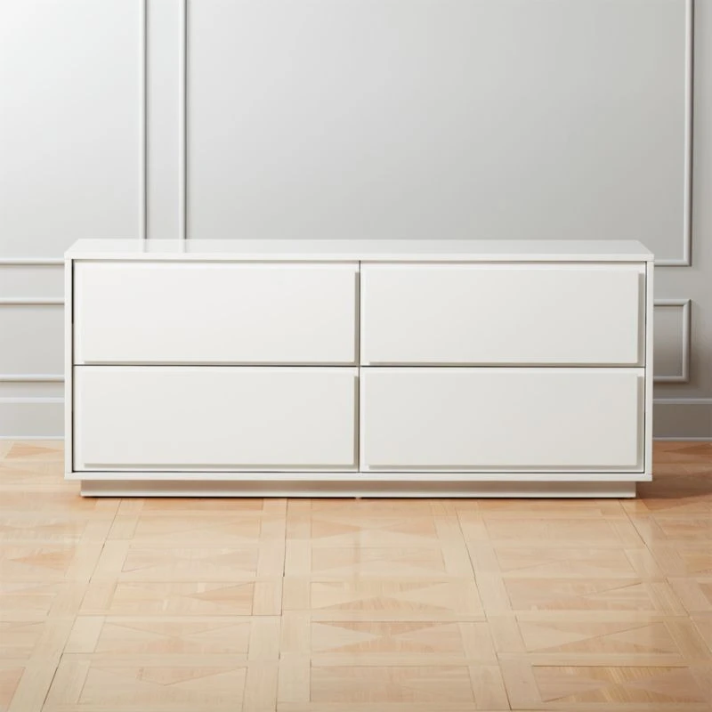 Gallery Low 4-Drawer White Dresser 3 Gallery Low 4-Drawer White Dresser